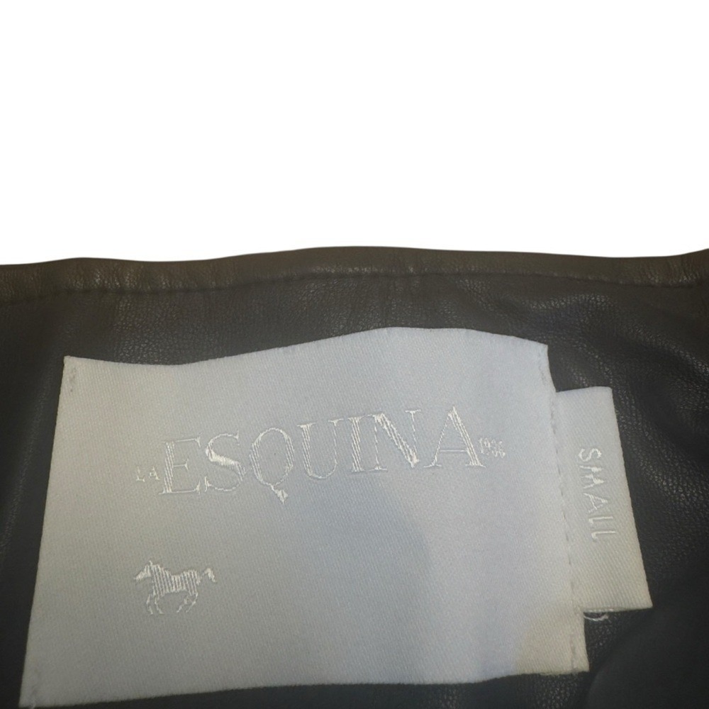 La Esquina Genuine Leather High Waist Flare Pants Black Womens Small in EUC/NWOT - Picture 5 of 16